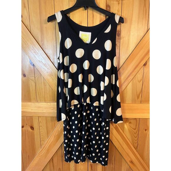 Maeve Anthropologie Black White Polka Dot Sleeveless Dress NWT Size Medium (5036 - Picture 1 of 9